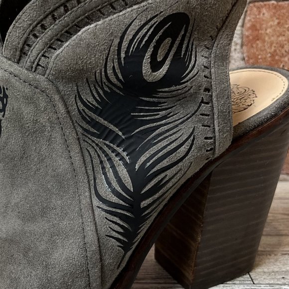 Custom Embellished Grey Suede Heels - Picture 5 of 7